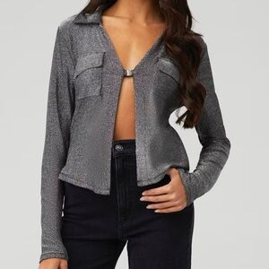 Steve Madden Metallic Gray clasp Shirt